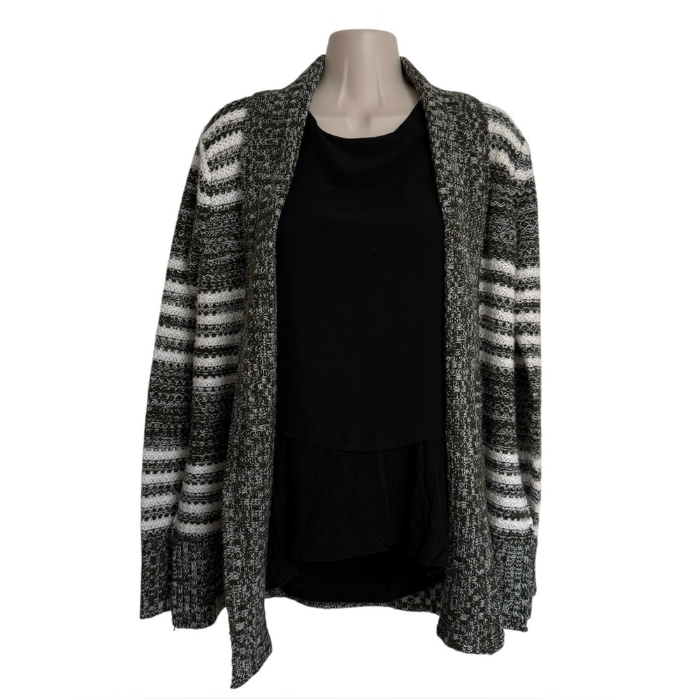 Oversized Knit Cardigan Sweater + Sleeveless Layered Blouse, Size Small, 2pc Set